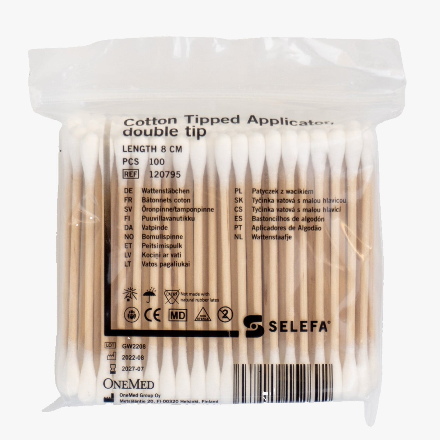 Selefa - Cotton swab wooden - 8cm cotton - 100 pcs