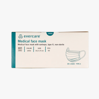 Munskydd Evercare – typ II öronband vit – 50-pack