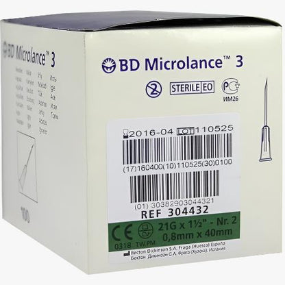 BD Mirrolance 3 - Injection needle - 21G 0.8 x 16 mm green