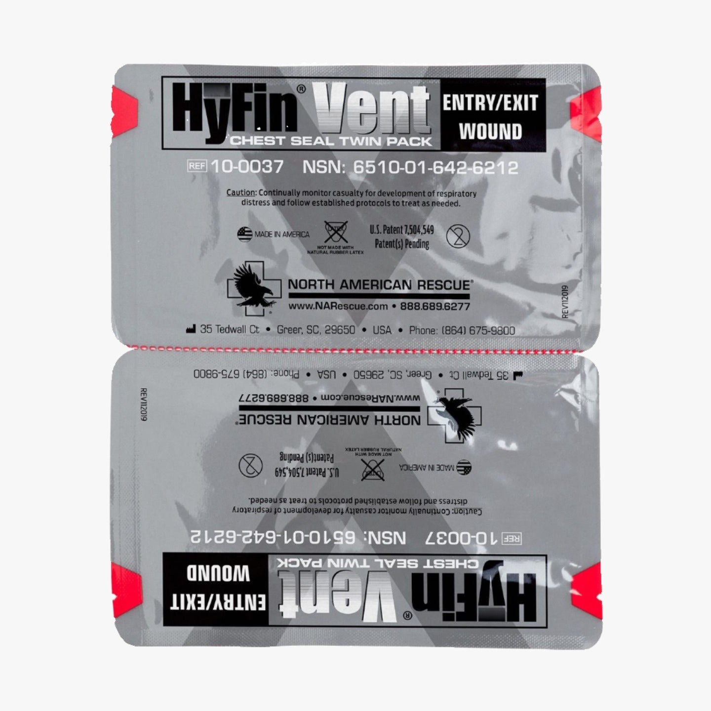 NAR Hyfin Vent Chest Seal Twin Pack 16 x 16 cm