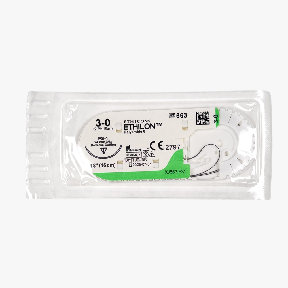 Suture Ethilon 3-0 663H – 45cm needle FS-1