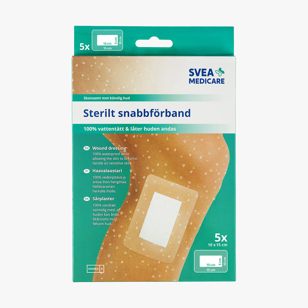 Svea Medicare 100% Vattentätt Sterilt Snabbförband 10 x 15 cm 5 st