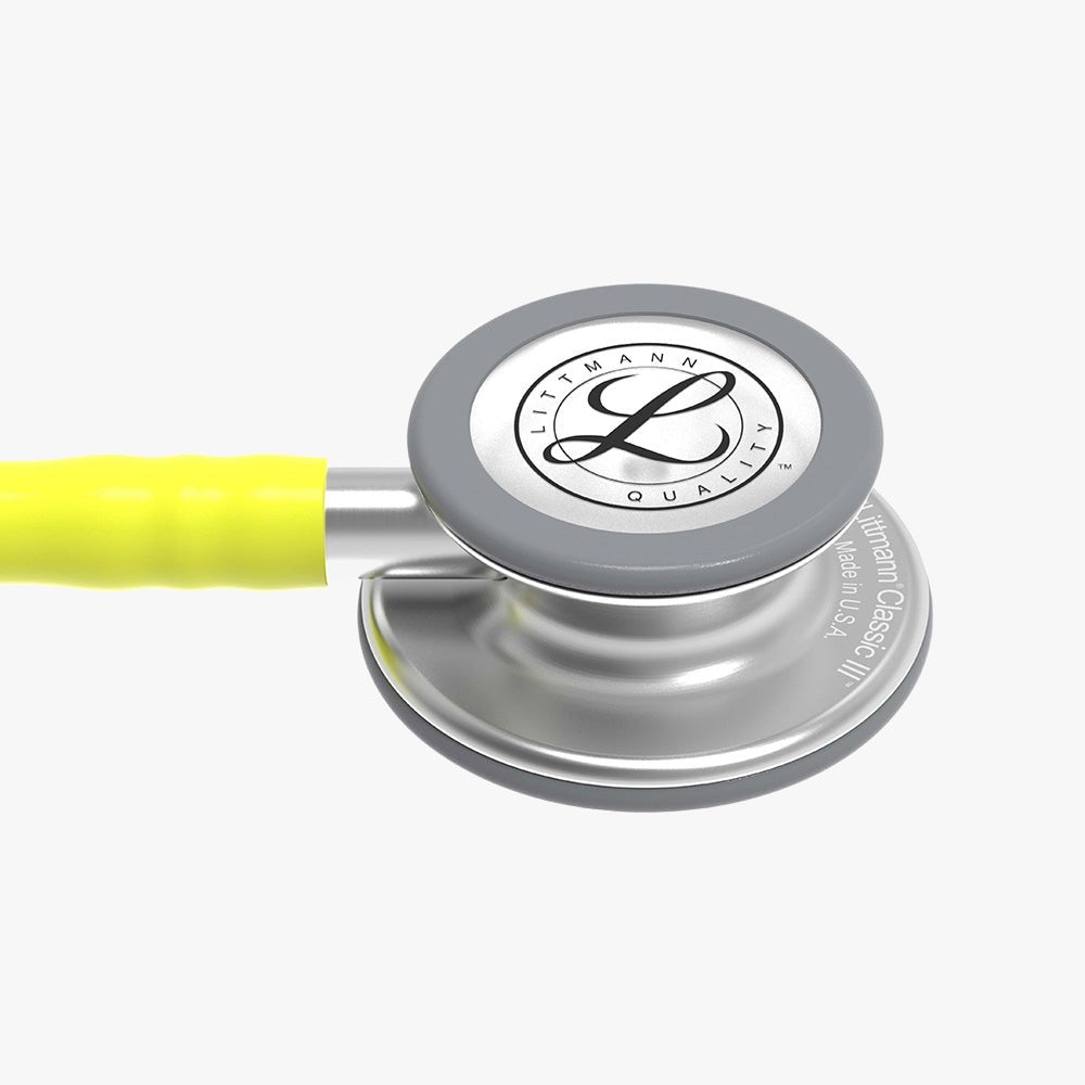 Stethoscope Classic III Lemon Lime with chest piece in removed stainless steel