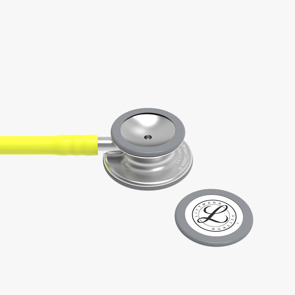Stethoscope Classic III Lemon Lime with chest piece in removed stainless steel