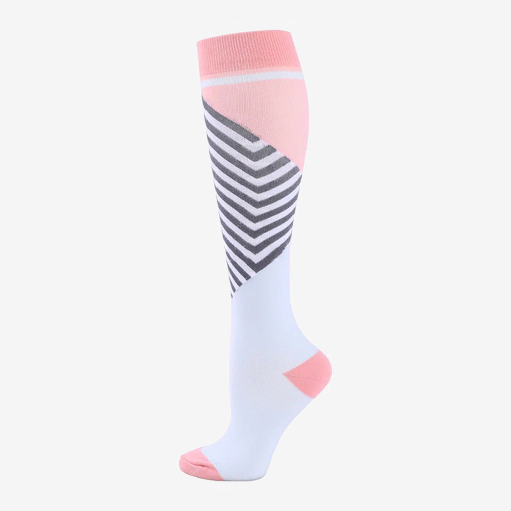 Support socks Modern Pink-Striped-White