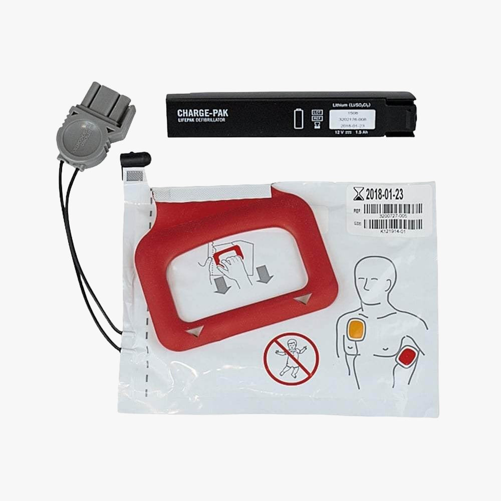 Lifepak CR Plus Chargepak battery and 1 pair of electrodes