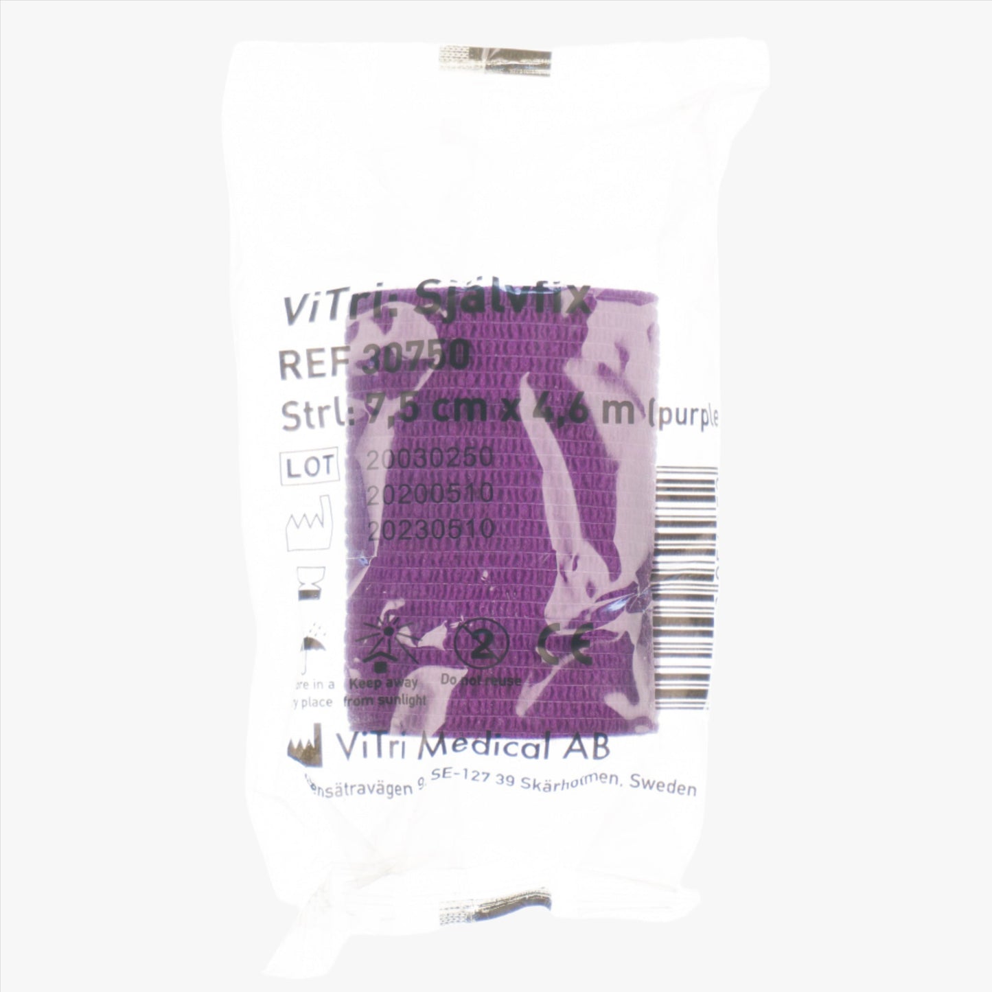 Vitri Self-fix Elastic Bandage Self-adhesive Purple 7.5 cm x 4.6 m